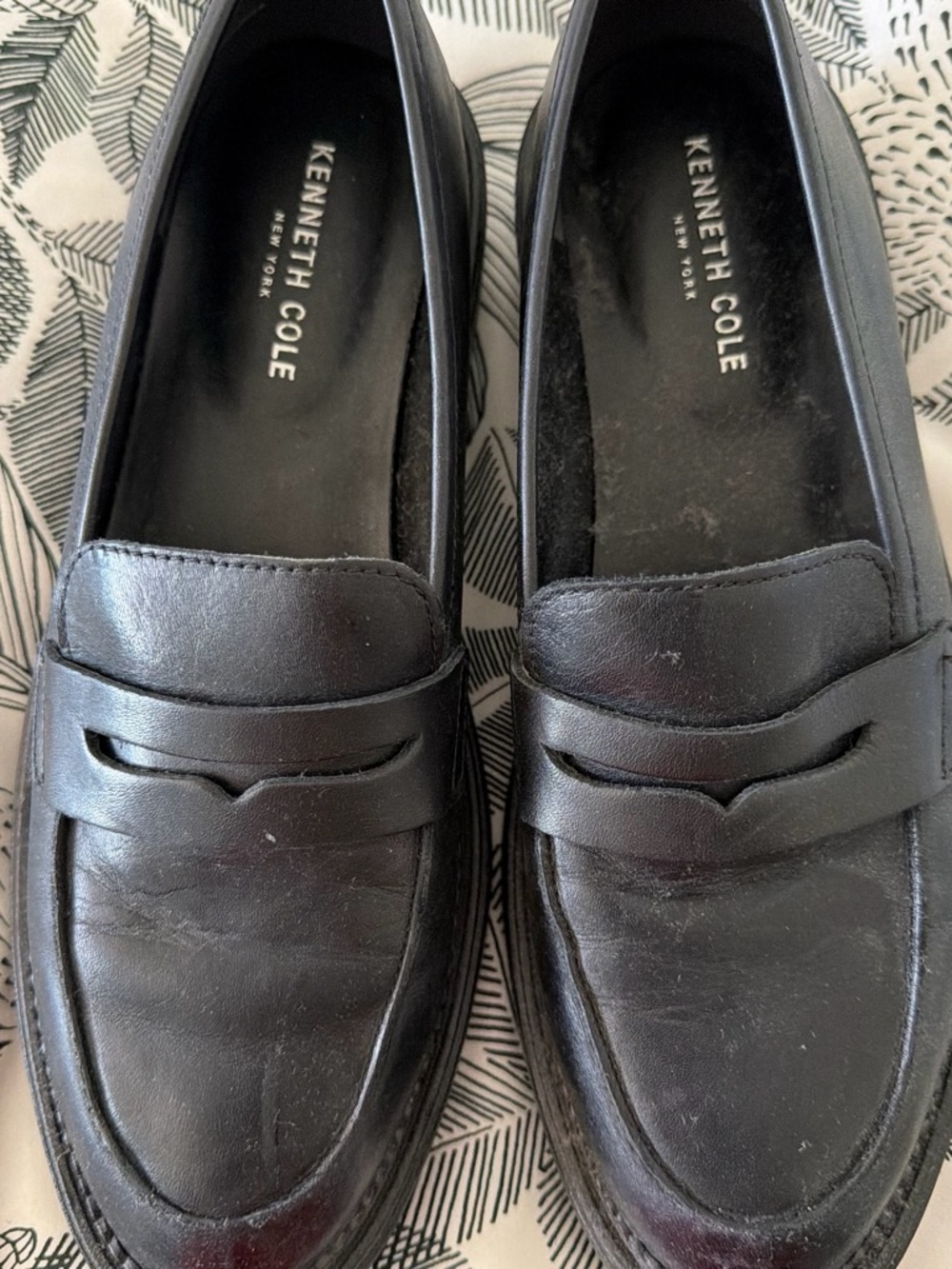 Kenneth Cole Black Leather Penny Loafers